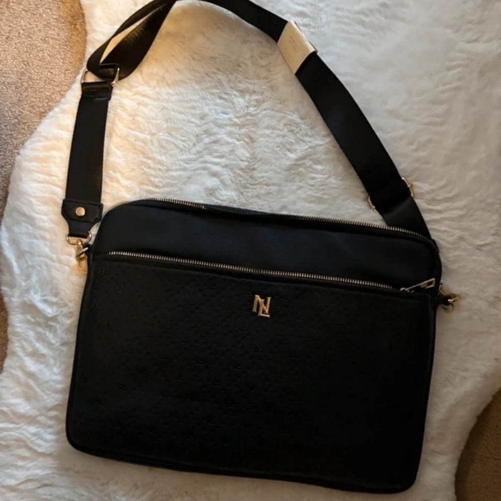 New Look Black Satchel with Gold Accents